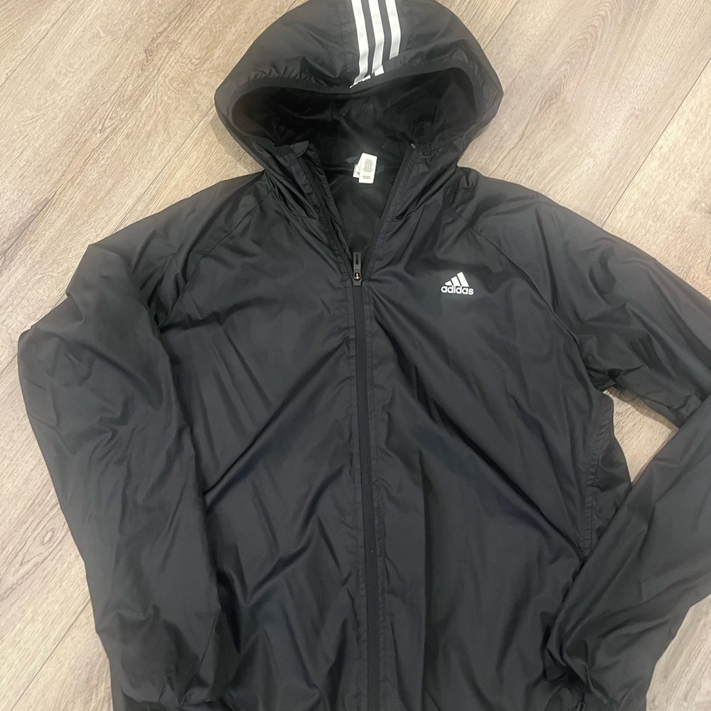 Adidas Women’s Black Windbreaker with Hood -Size L